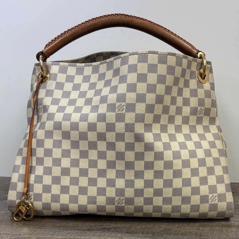 Louis Vuitton Damier Azur Artsy MM Hobo Bag | Braided Handle | Gold Hardware